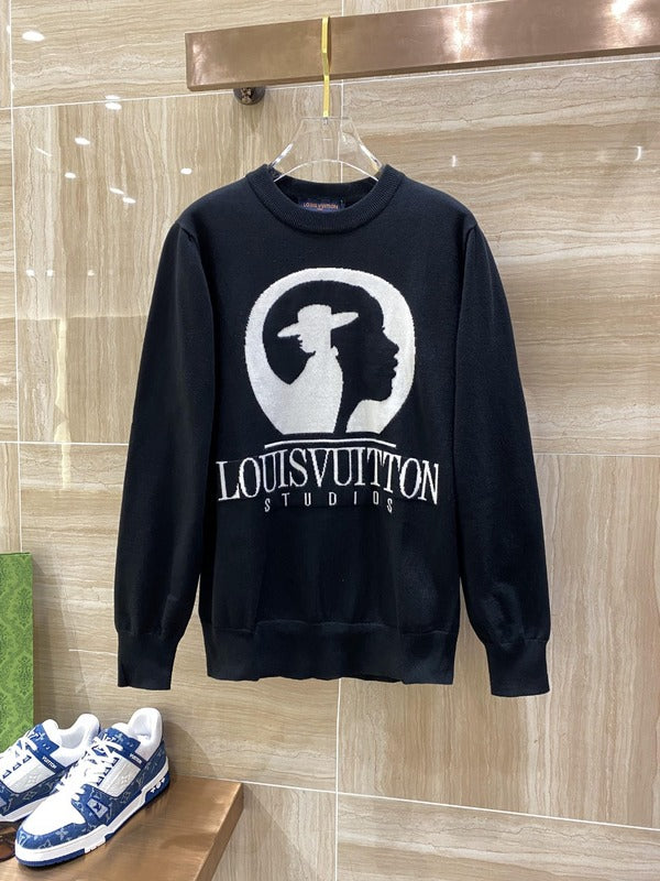 Front view of Louis Vuitton luxury clothing with runway-inspired design