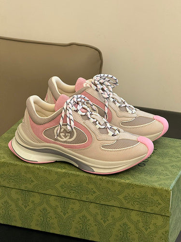 Gucci Fashion sneakers in stone beige bold athletic profile front view