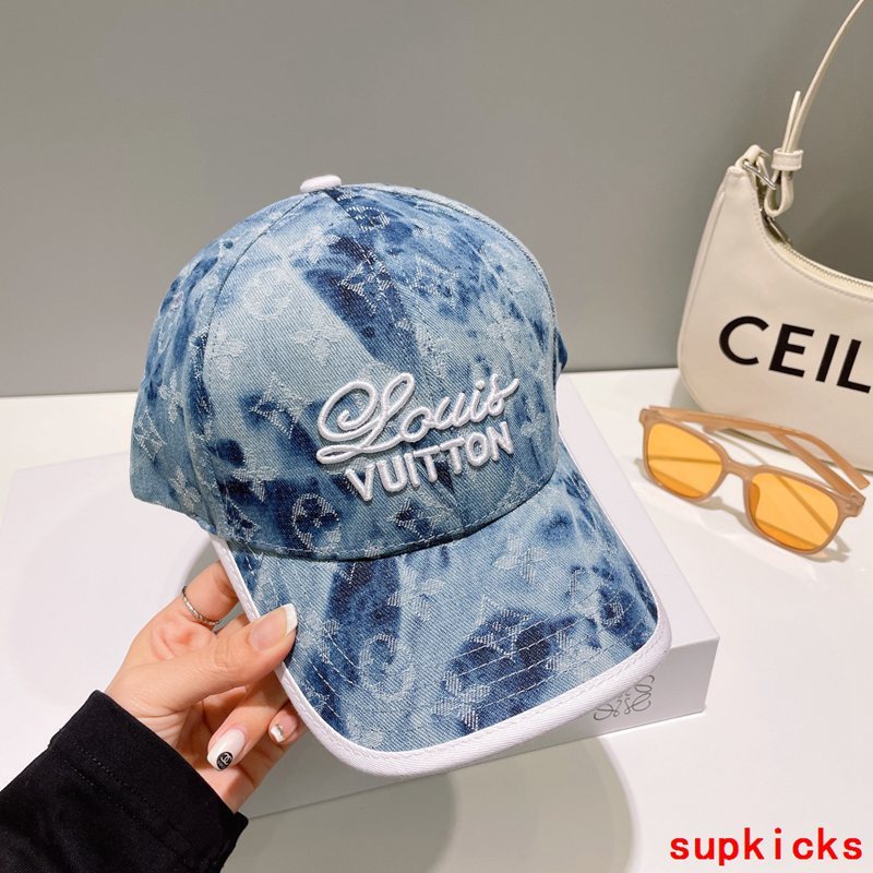 Close-up detail view of Louis Vuitton unisex cap