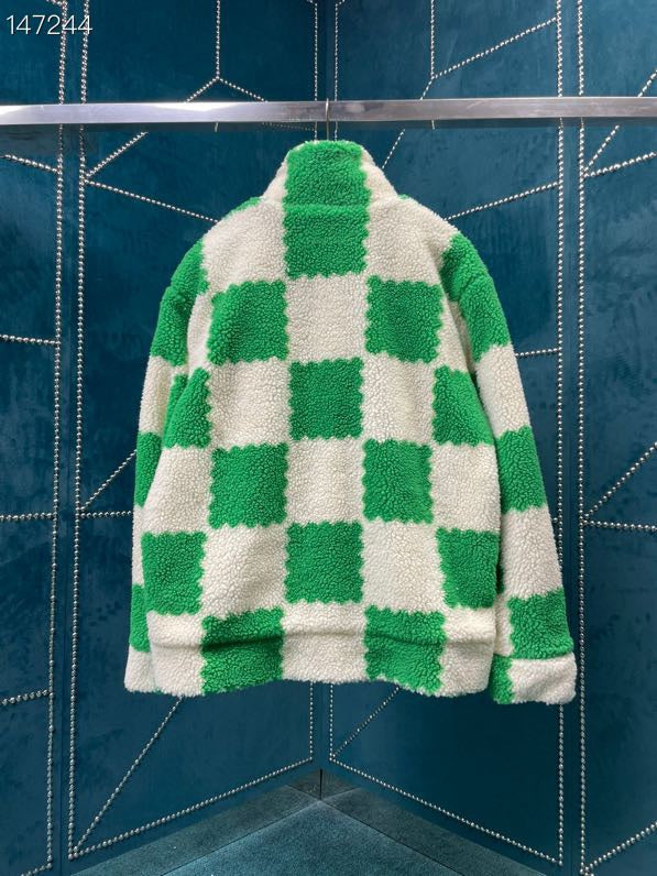 Front view of Louis Vuitton luxury clothing with signature branding