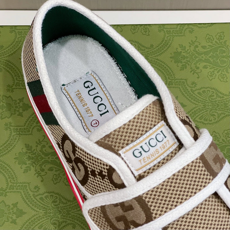 Gucci neutral cream luxury sneakers view 4 sleek tonal finish