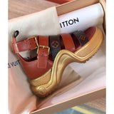 Louis Vuitton Red Slingback Heels - Angled View