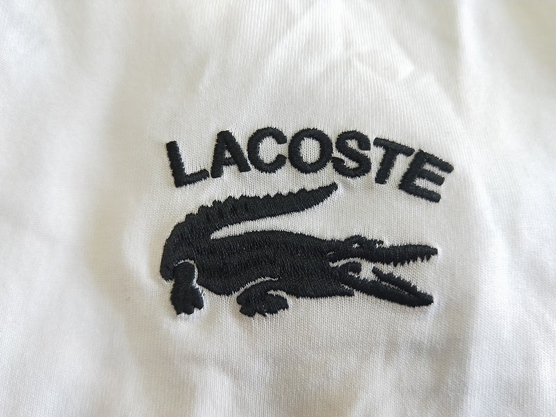 Back view of Lacoste luxury clothing with signature branding