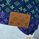 Side profile of Louis Vuitton luxury clothing with label-forward styling
