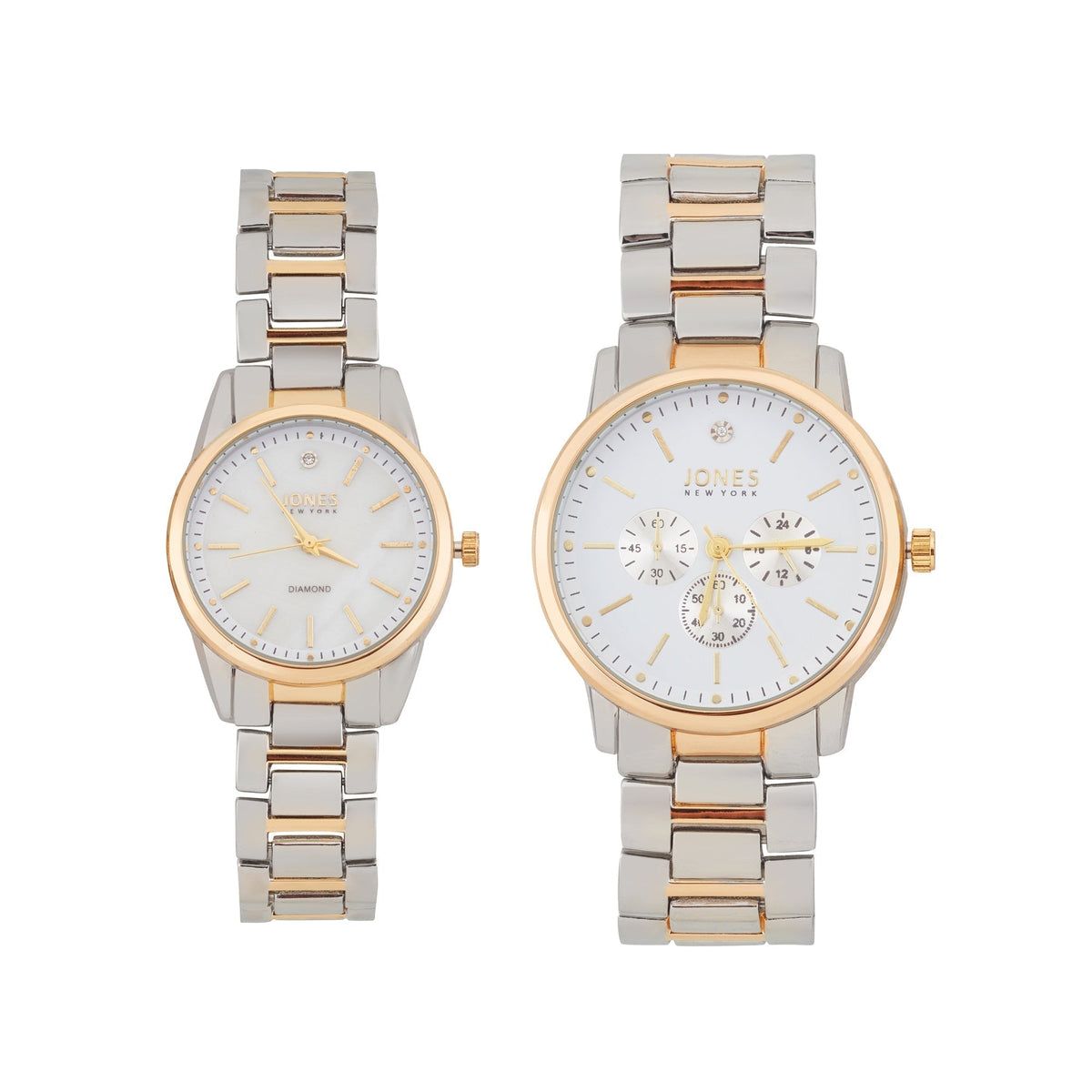 Close-up detail view of Jones New York unisex white watch