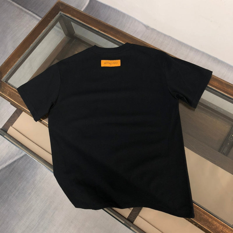 Close-up detail shot of Louis Vuitton cotton t-shirt with streetwear-inspired cut