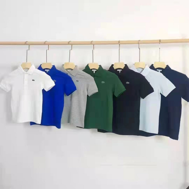 Side profile of Lacoste luxury clothing with signature branding