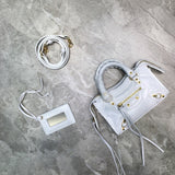 Modern Vegan Leather Handbag - Polished Finish | Women's Statement Accessory #637 - side angle view (image 2) of designer-inspired handbag
