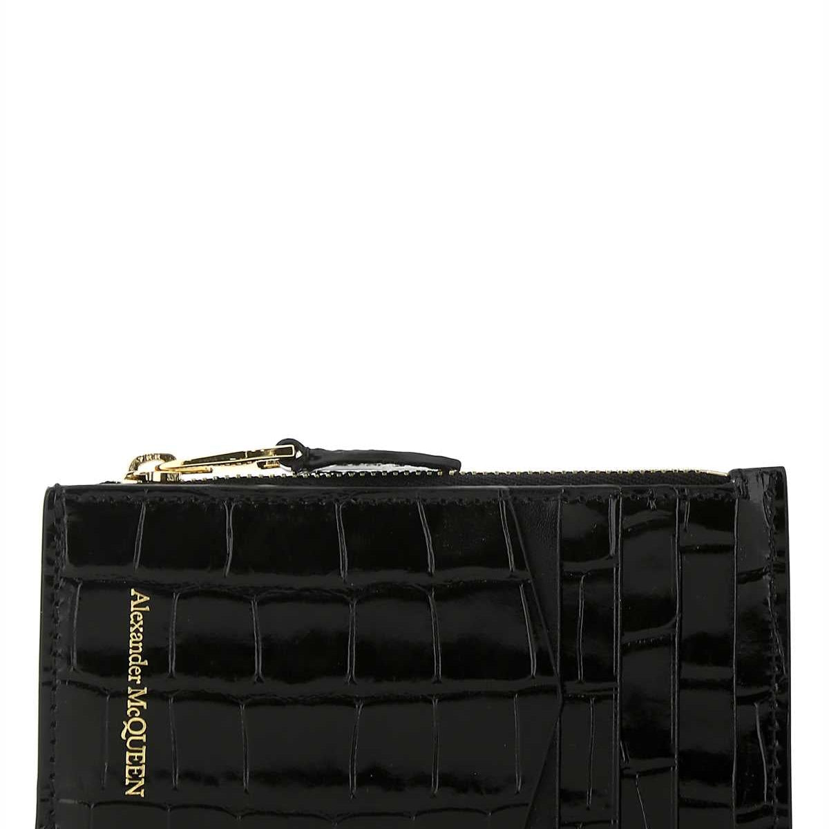 Alexander McQueen Wallets? Alexander Mcqueen Men Black Leather Card Holder Compact Luxury Card Wallet