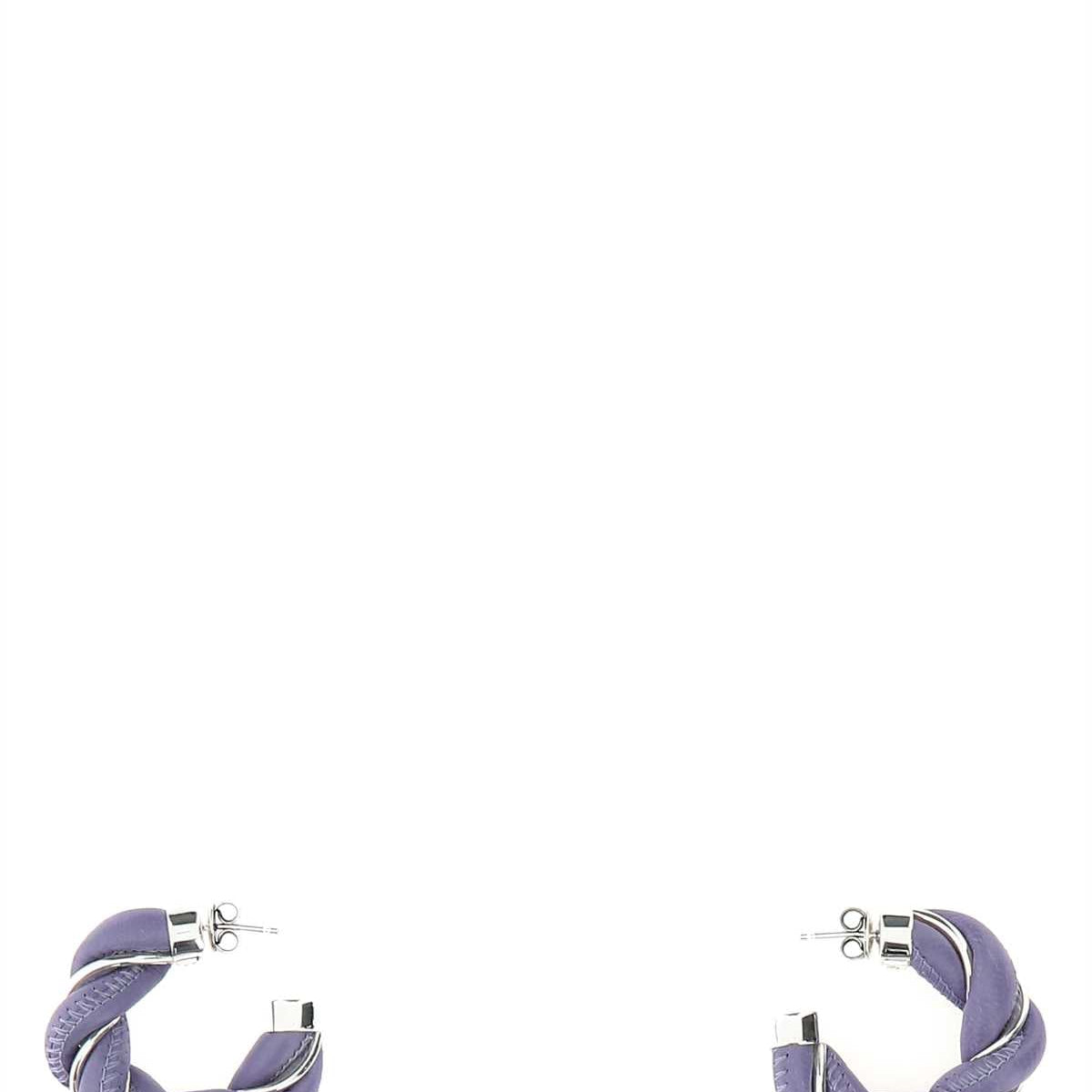 Bottega Veneta Jewellery? Bottega Veneta Women Lilac Nappa Leather And 925 Silver Earrings Luxury Designer Statement Jewellery