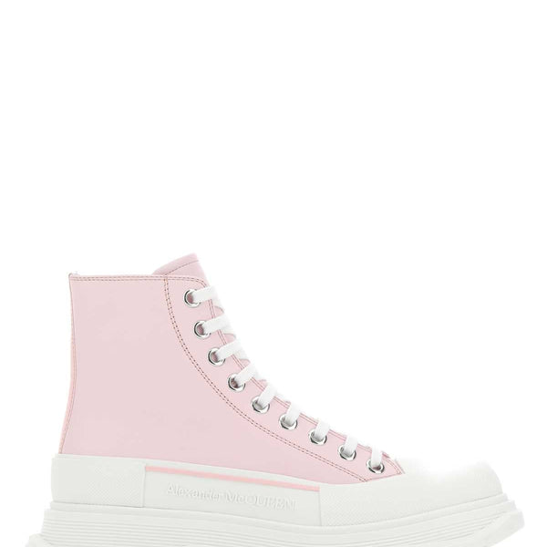 Alexander McQueen Shoes? Alexander Mcqueen Women Pastel Pink Leather Tread Slick Sneakers Luxury Lifestyle Designer Footwear