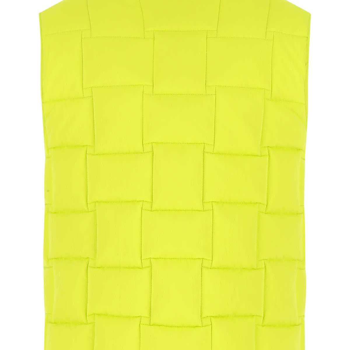 Bottega Veneta Vests? Bottega Veneta Women Acid Green Nylon Padded Vest Premium Designer Layering Vest