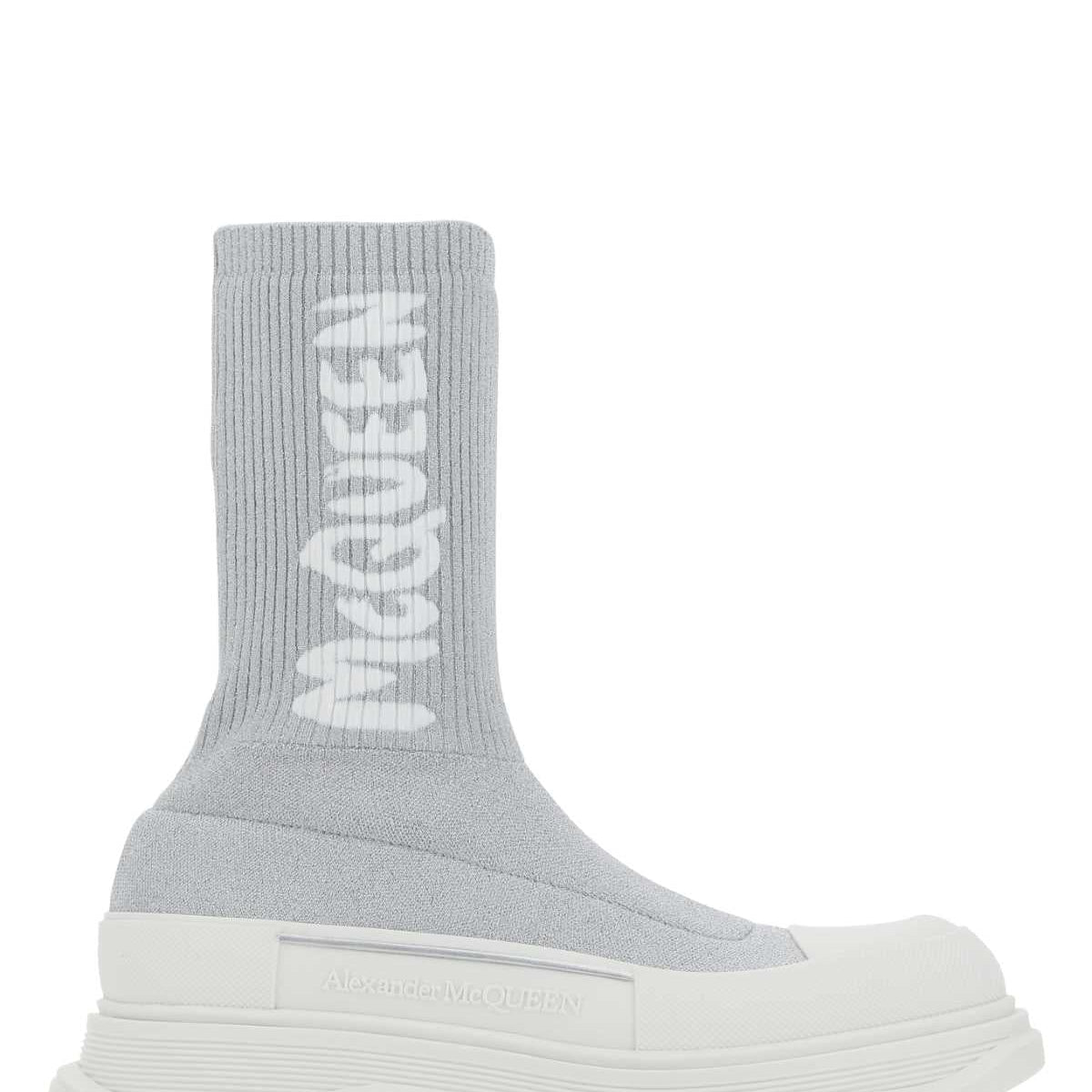 Alexander McQueen Shoes? Alexander Mcqueen Women Grey Stretch Nylon Tread Slick Sneakers Comfortable Everyday Designer Shoes
