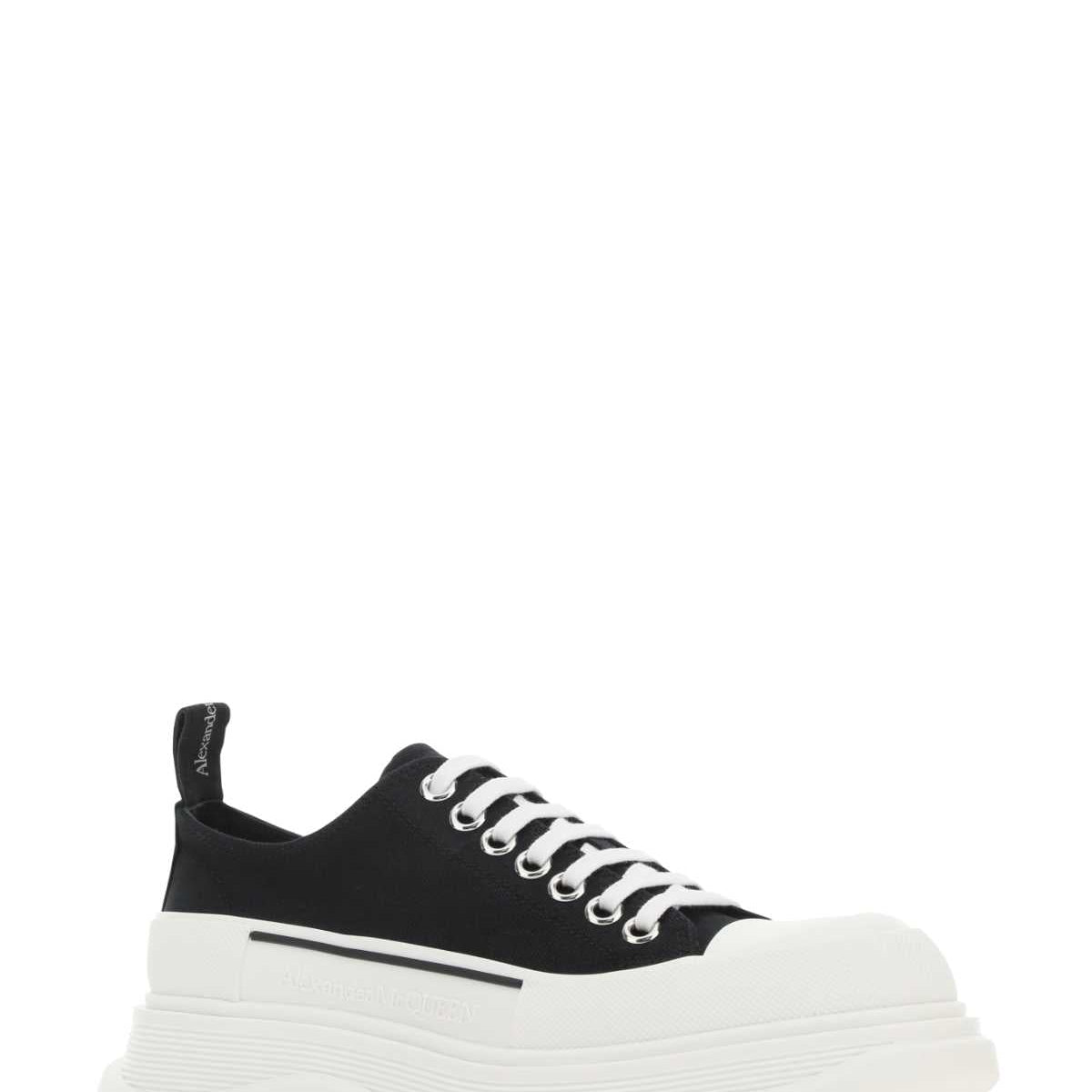 Alexander McQueen Shoes? Alexander Mcqueen Women Black Canvas Tread Slick Sneakers Luxury Lifestyle Designer Footwear
