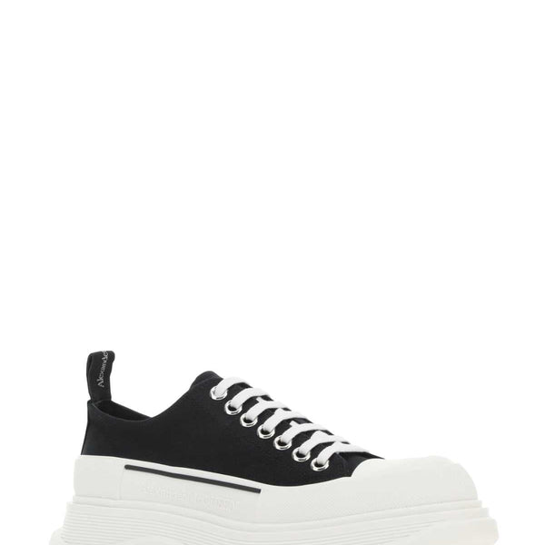 Alexander McQueen Shoes? Alexander Mcqueen Women Black Canvas Tread Slick Sneakers Luxury Lifestyle Designer Footwear