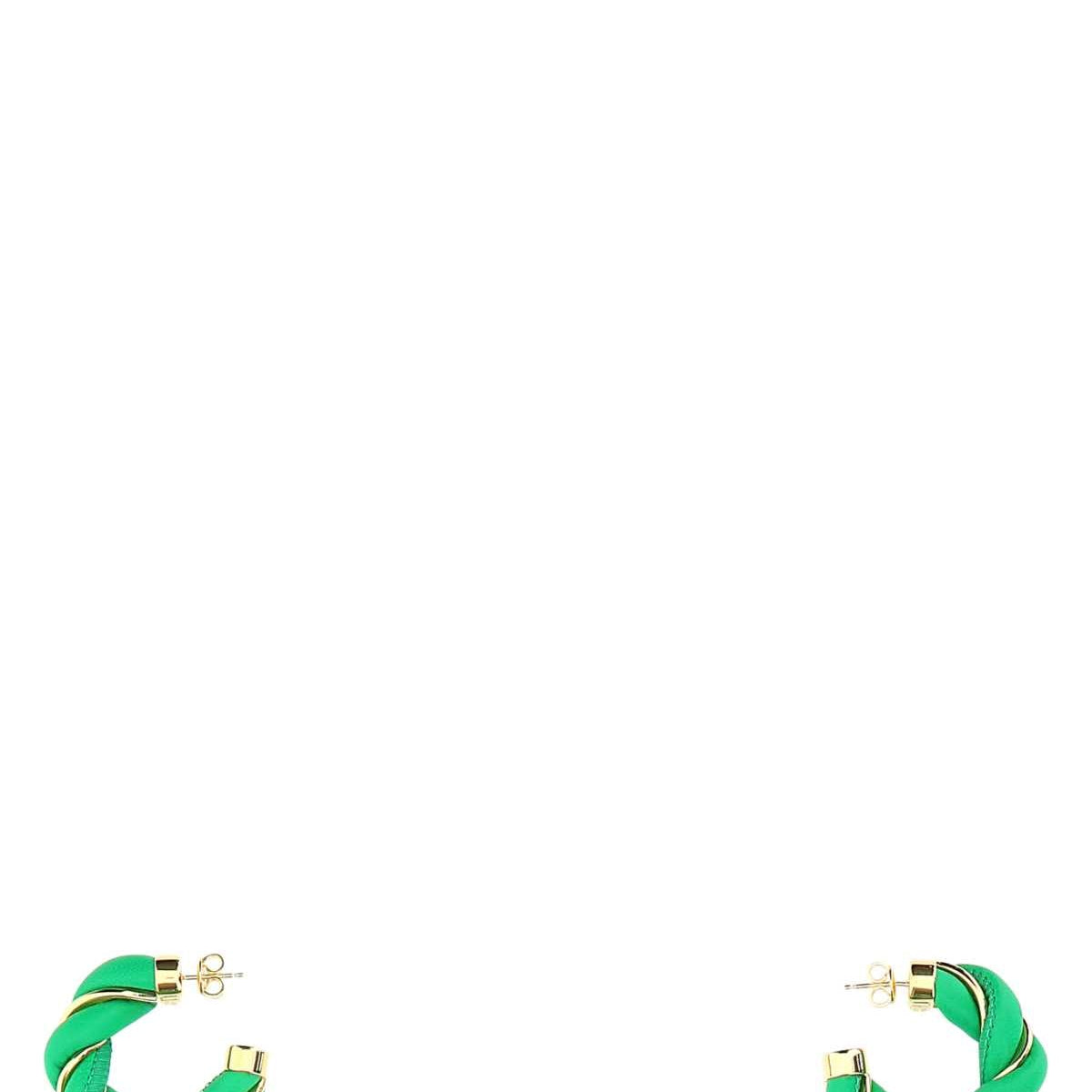 Bottega Veneta Jewellery? Bottega Veneta Women Grass Green Nappa Leather And 925 Silver Twist Earrings Luxury Designer Statement Jewellery