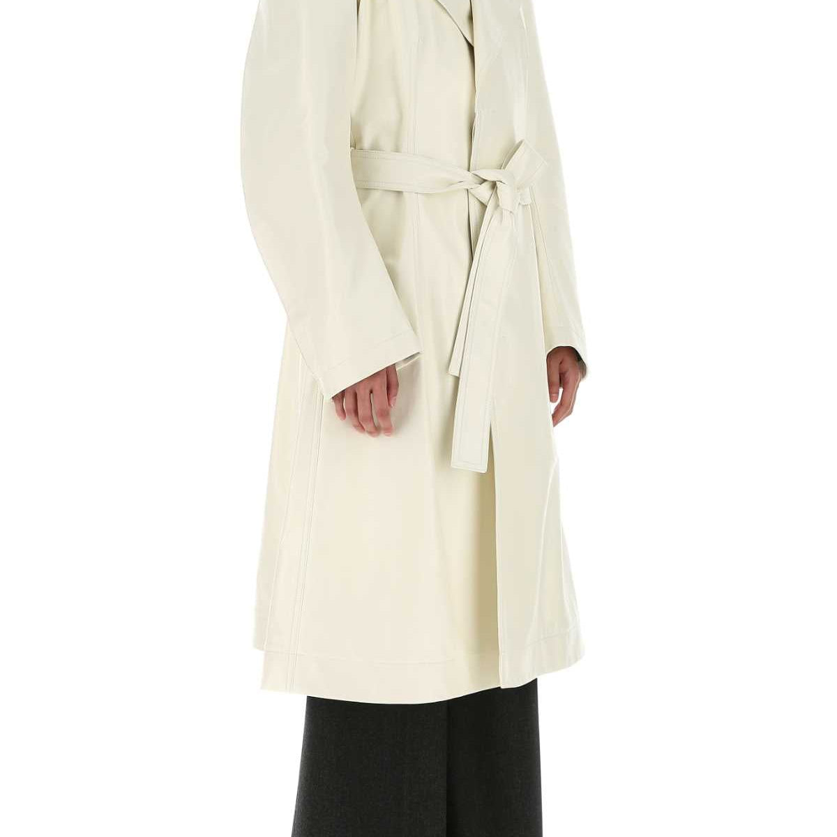 Bottega Veneta Jackets? Bottega Veneta Women Ivory Leather Coat Luxury Designer Outerwear Jacket