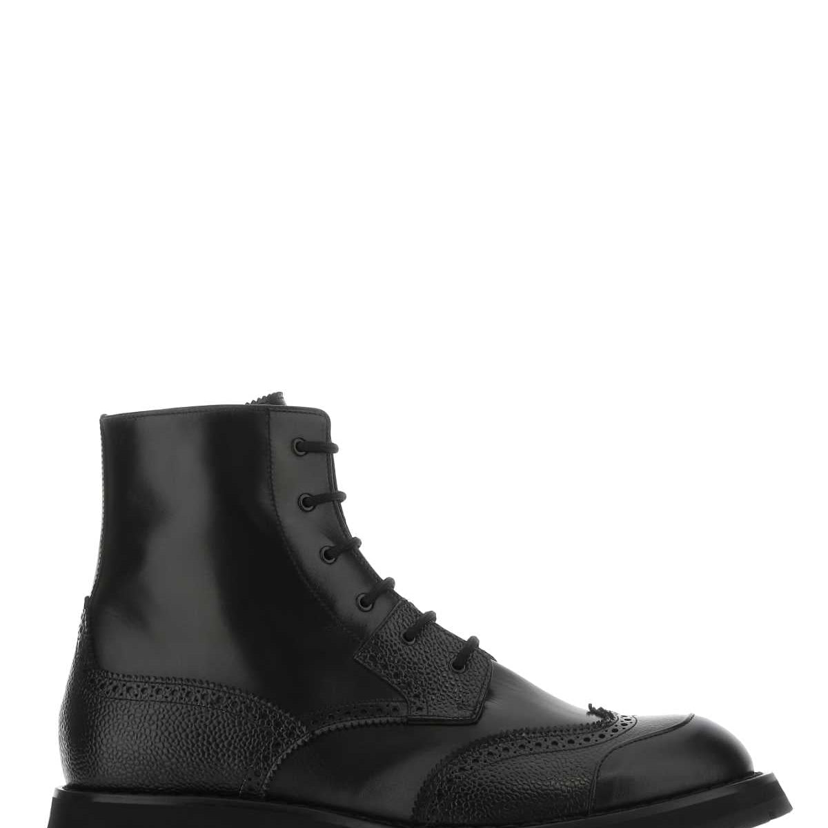 Alexander McQueen Shoes? Alexander Mcqueen Men Black Leather Punk Worker Ankle Boots Premium Designer Casual Shoes