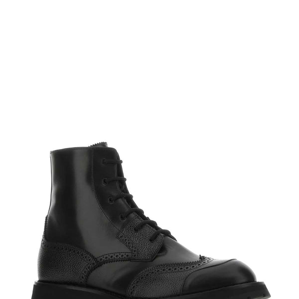 Alexander McQueen Shoes? Alexander Mcqueen Men Black Leather Punk Worker Ankle Boots Premium Designer Casual Shoes