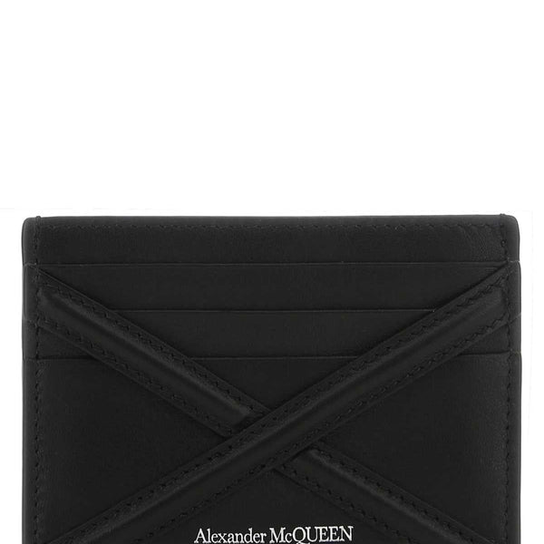 Alexander McQueen Wallets? Alexander Mcqueen Men Black Leather Card Holder Premium Leather Designer Wallet