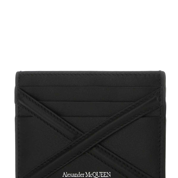 Alexander McQueen Wallets? Alexander Mcqueen Men Black Leather Card Holder Premium Leather Designer Wallet