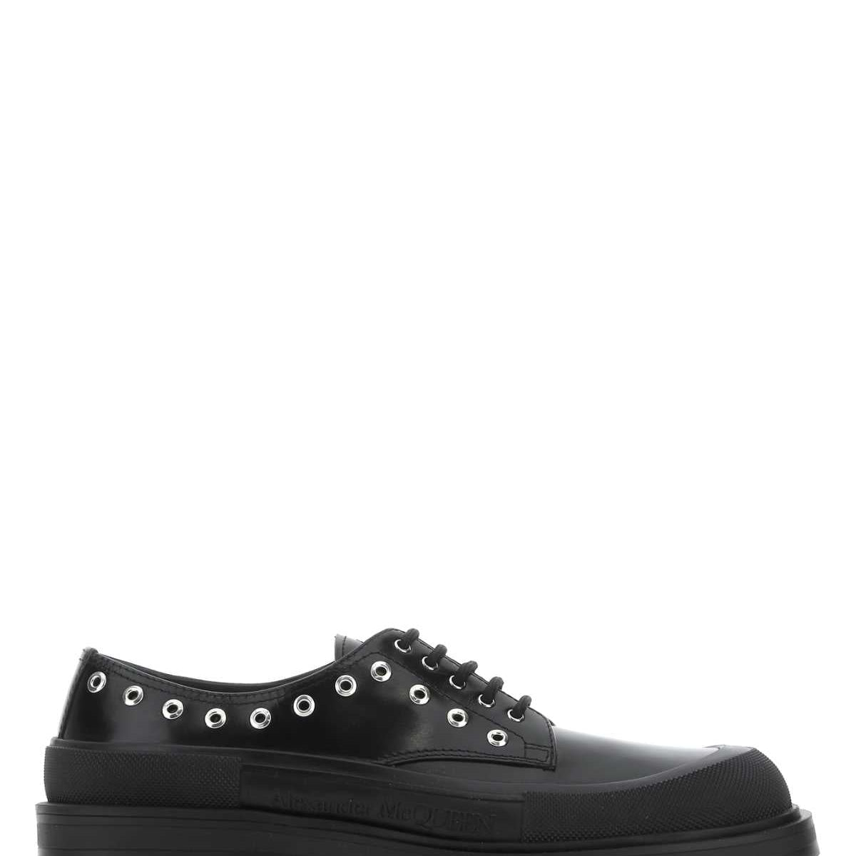 Alexander McQueen Shoes? Alexander Mcqueen Men Black Leather Lace-Up Shoes Premium Designer Casual Shoes