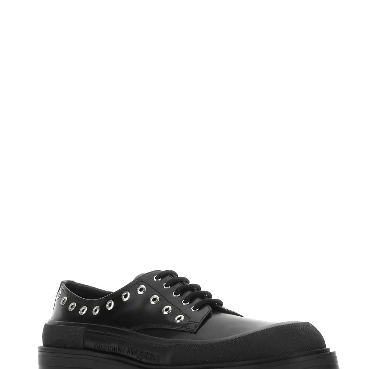 Alexander McQueen Shoes? Alexander Mcqueen Men Black Leather Lace-Up Shoes Premium Designer Casual Shoes