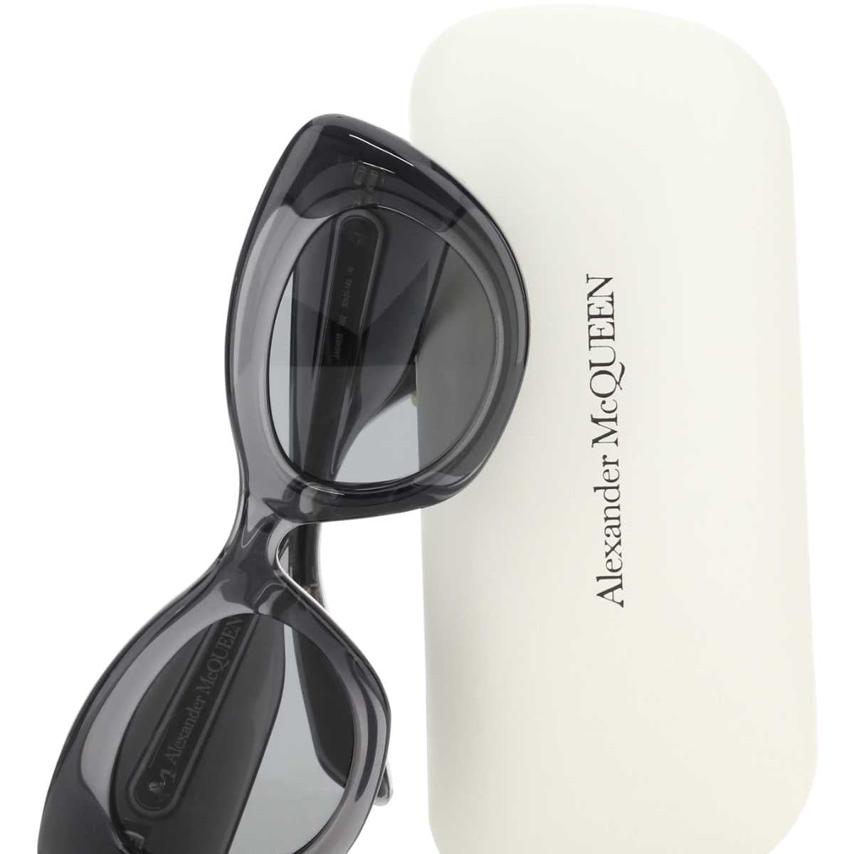 Alexander McQueen Sunglasses? Alexander Mcqueen Women Dark Grey Acetate The Curve Sunglasses Premium Fashion Designer Sunglasses