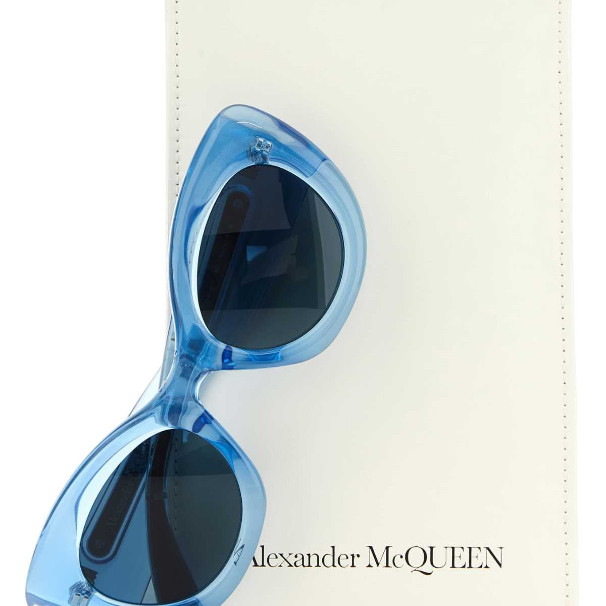 Alexander McQueen Sunglasses? Alexander Mcqueen Women Light-Blue Acetate The Curve Sunglasses Luxury Designer UV Sunglasses