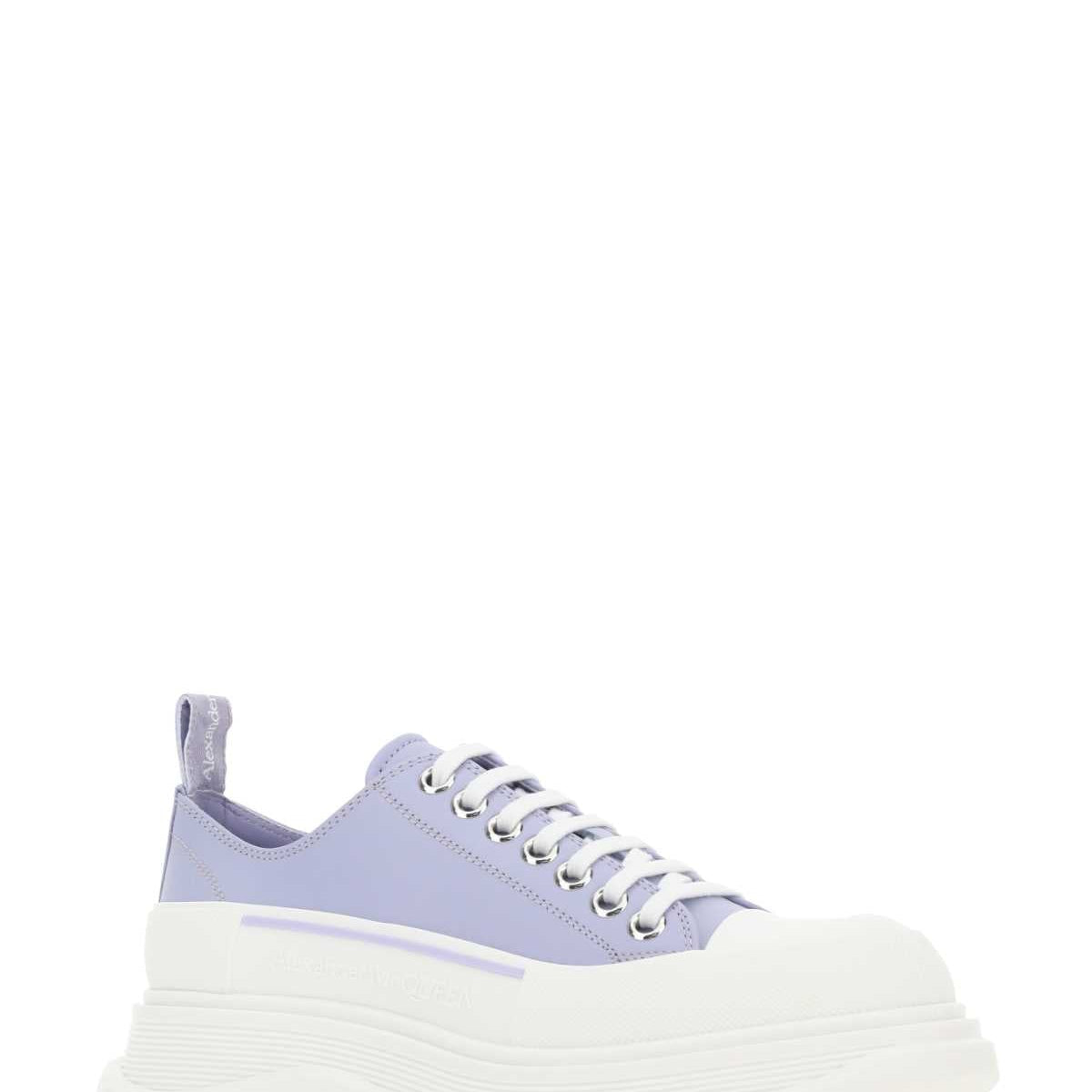 Alexander McQueen Shoes? Alexander Mcqueen Women Lilac Leather Tread Slick Sneakers Comfortable Everyday Designer Shoes