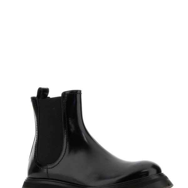 Alexander McQueen Shoes? Alexander Mcqueen Women Black Leather Ankle Boots Premium Designer Casual Shoes