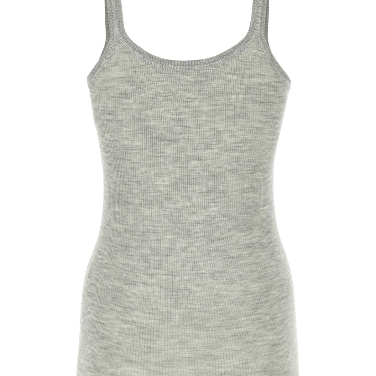 Bottega Veneta Tops? Bottega Veneta Women Melange Grey Wool Tank Top Premium Designer Casual Top