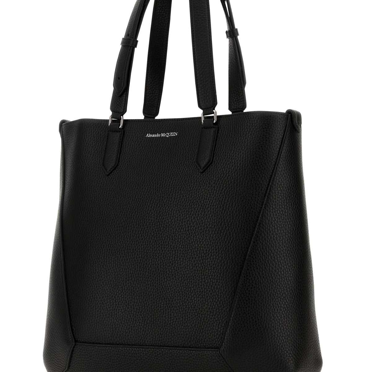 Alexander McQueen Bags? Alexander Mcqueen Men Black Leather Medium Edge Shopping Bag Premium Designer Shoulder Bag