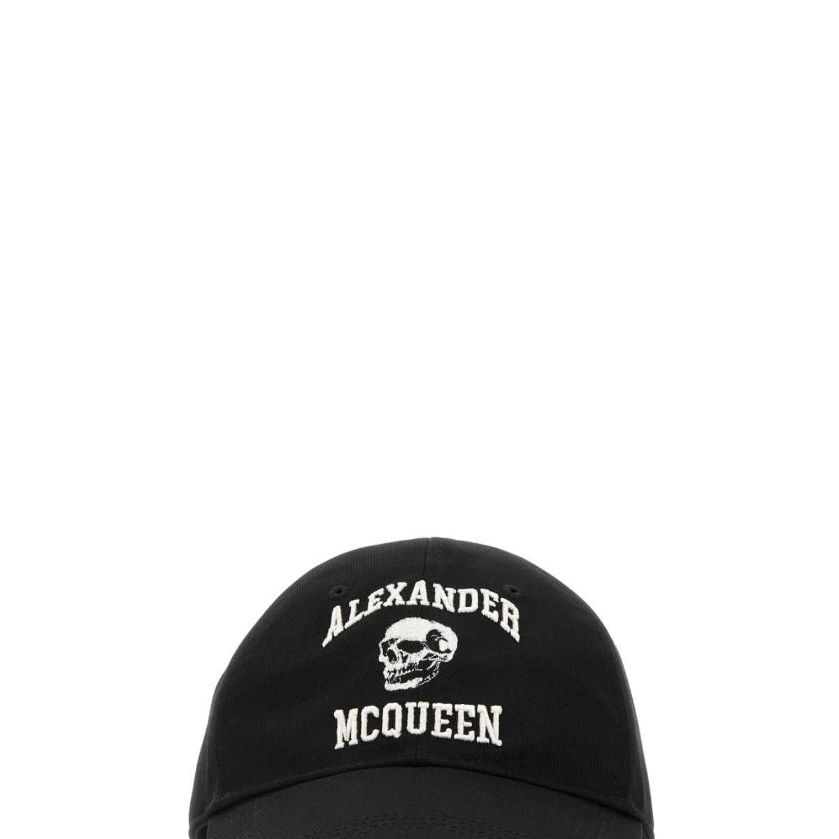 Alexander McQueen Hats? Alexander Mcqueen Men Black Cotton Varsity Skull Baseball Cap Casual Everyday Designer Cap