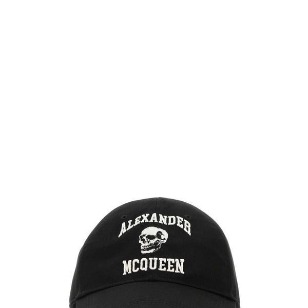 Alexander McQueen Hats? Alexander Mcqueen Men Black Cotton Varsity Skull Baseball Cap Casual Everyday Designer Cap