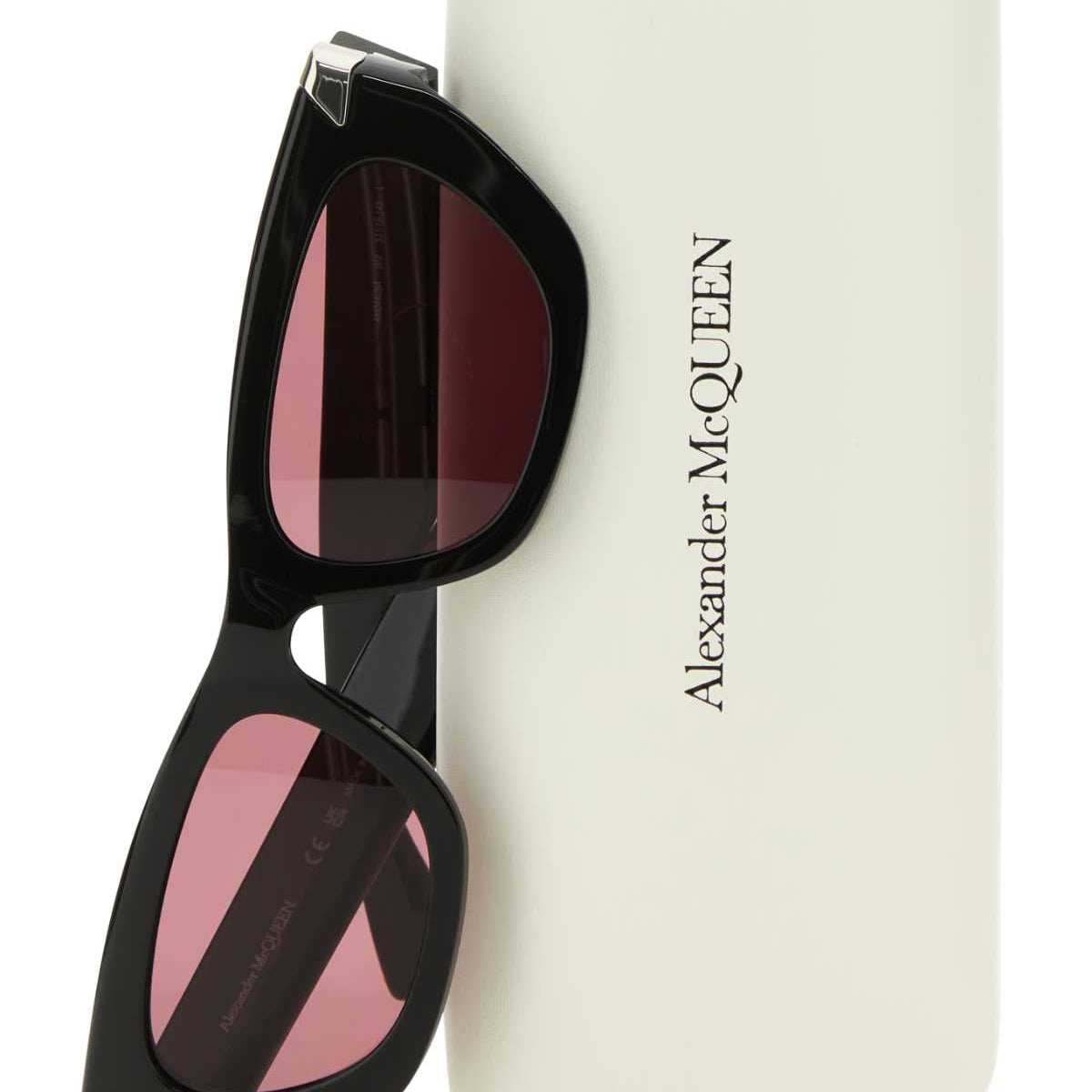 Alexander McQueen Sunglasses? Alexander Mcqueen Women Black Acetate Punk Rivet Sunglasses Premium Fashion Designer Sunglasses