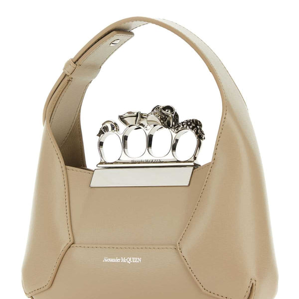 Alexander McQueen Bags? Alexander Mcqueen Women Sand Leather Mini Jewelled Hobo Handbag Premium Designer Shoulder Bag