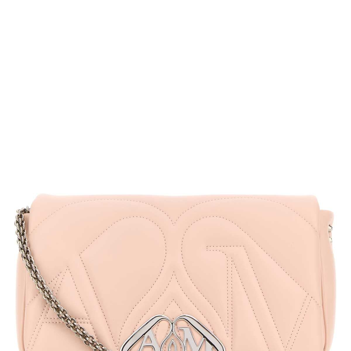 Alexander McQueen Bags? Alexander Mcqueen Women Pink Leather Small Seal Shoulder Bag Premium Designer Shoulder Bag