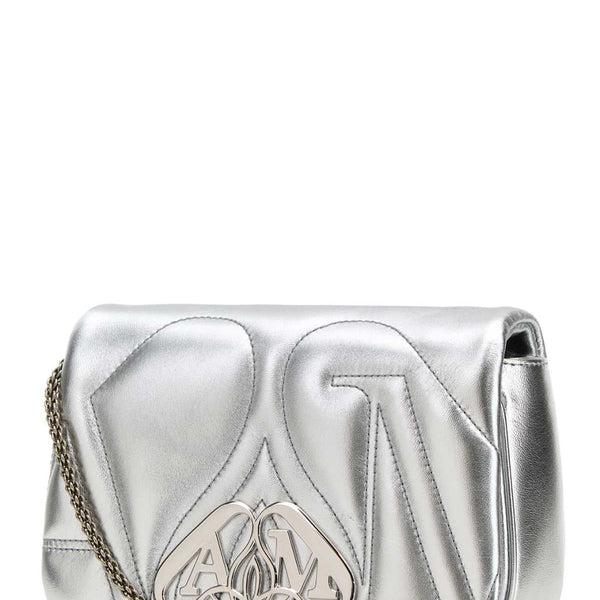 Alexander McQueen Bags? Alexander Mcqueen Women Silver Leather Mini Seal Clutch Premium Designer Shoulder Bag