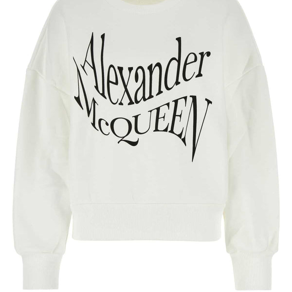 Alexander McQueen Hoodies? Alexander Mcqueen Women White Cotton Sweatshirt Comfortable Luxury Streetwear Hoodie