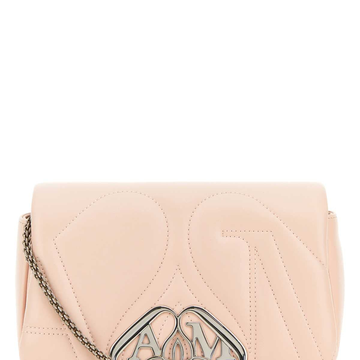 Alexander McQueen Bags? Alexander Mcqueen Women Pastel Pink Leather Mini Seal Clutch Premium Designer Shoulder Bag