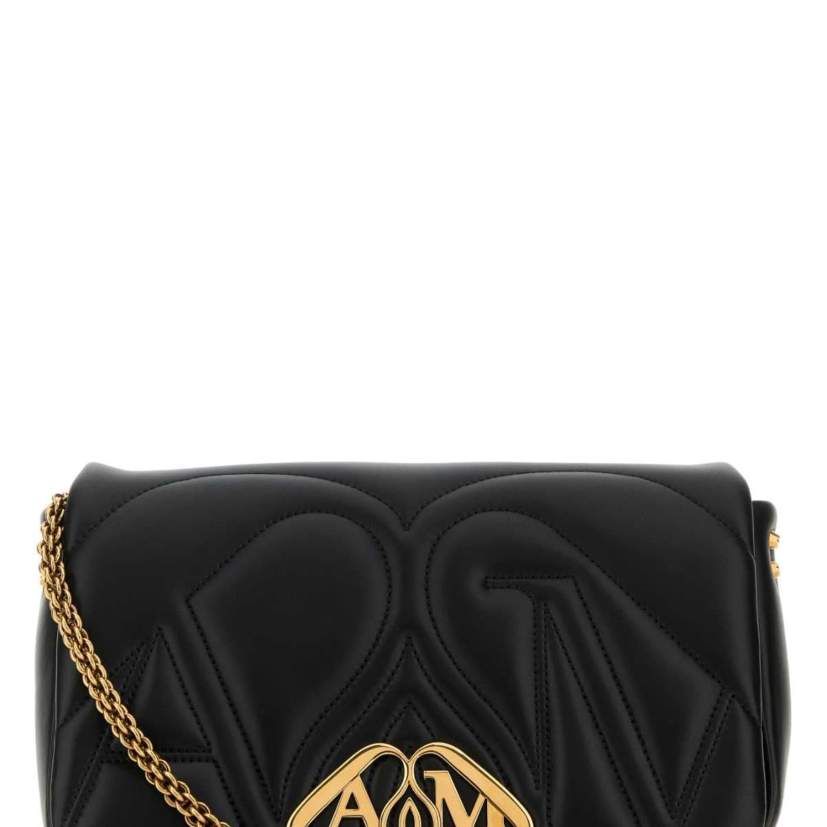 Alexander McQueen Bags? Alexander Mcqueen Women Black Leather Small Seal Shoulder Bag Premium Designer Shoulder Bag