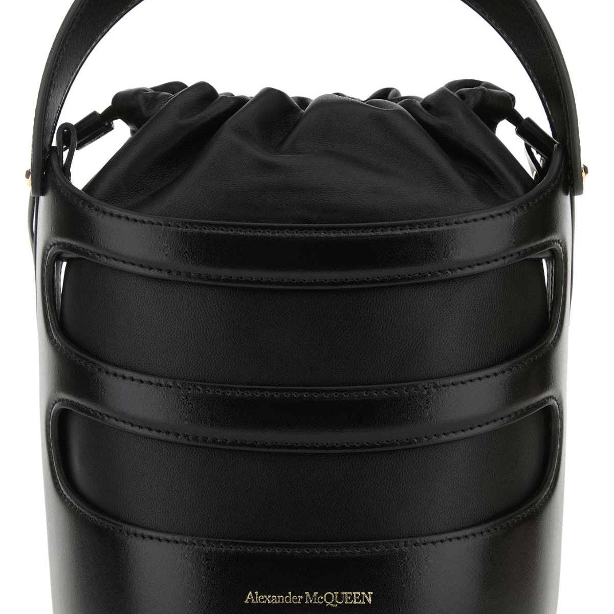Alexander McQueen Bags? Alexander Mcqueen Women Black Leather The Rise Bucket Bag Elegant Everyday Designer Handbag