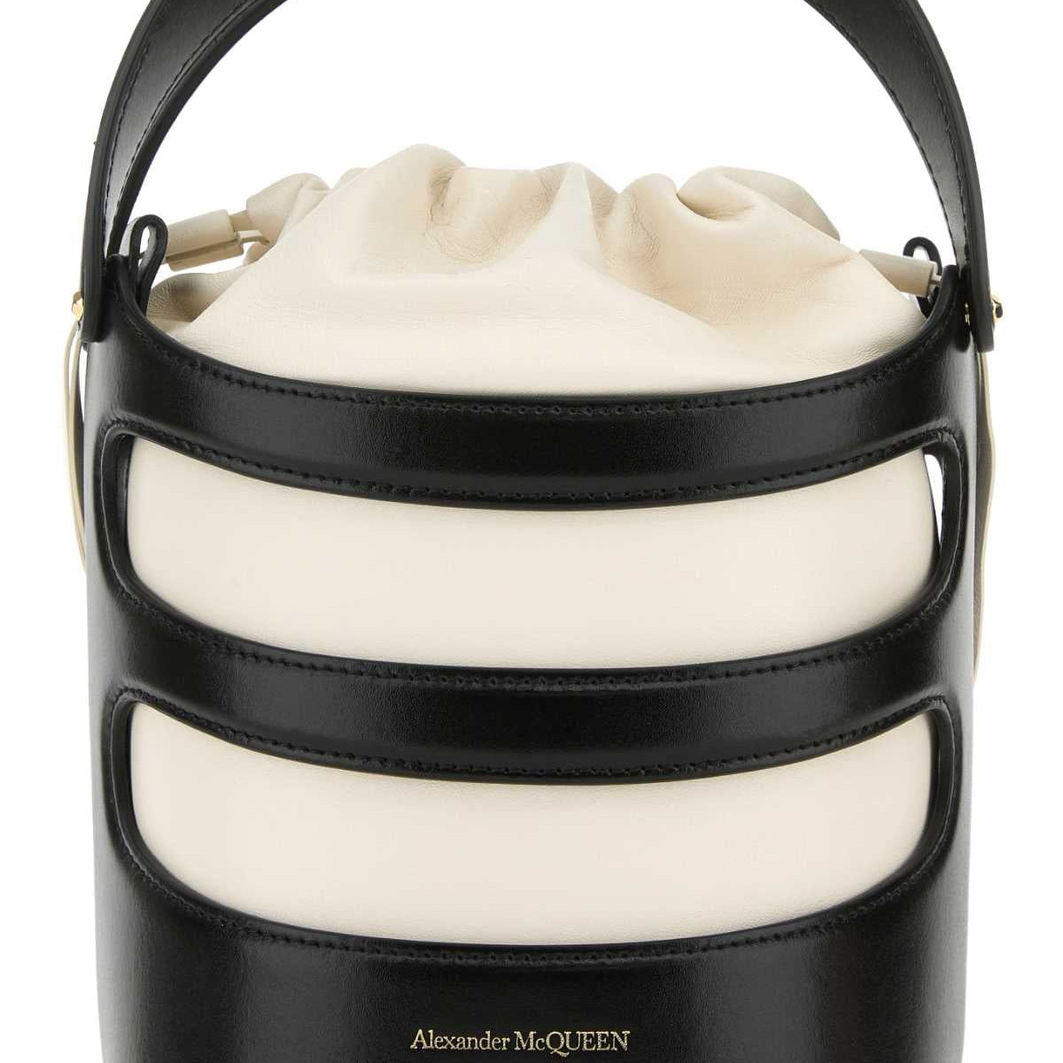 Alexander McQueen Bags- Alexander Mcqueen Women Two-Tone Leather The Rise Bucket Bag Elegant Everyday Designer Handbag