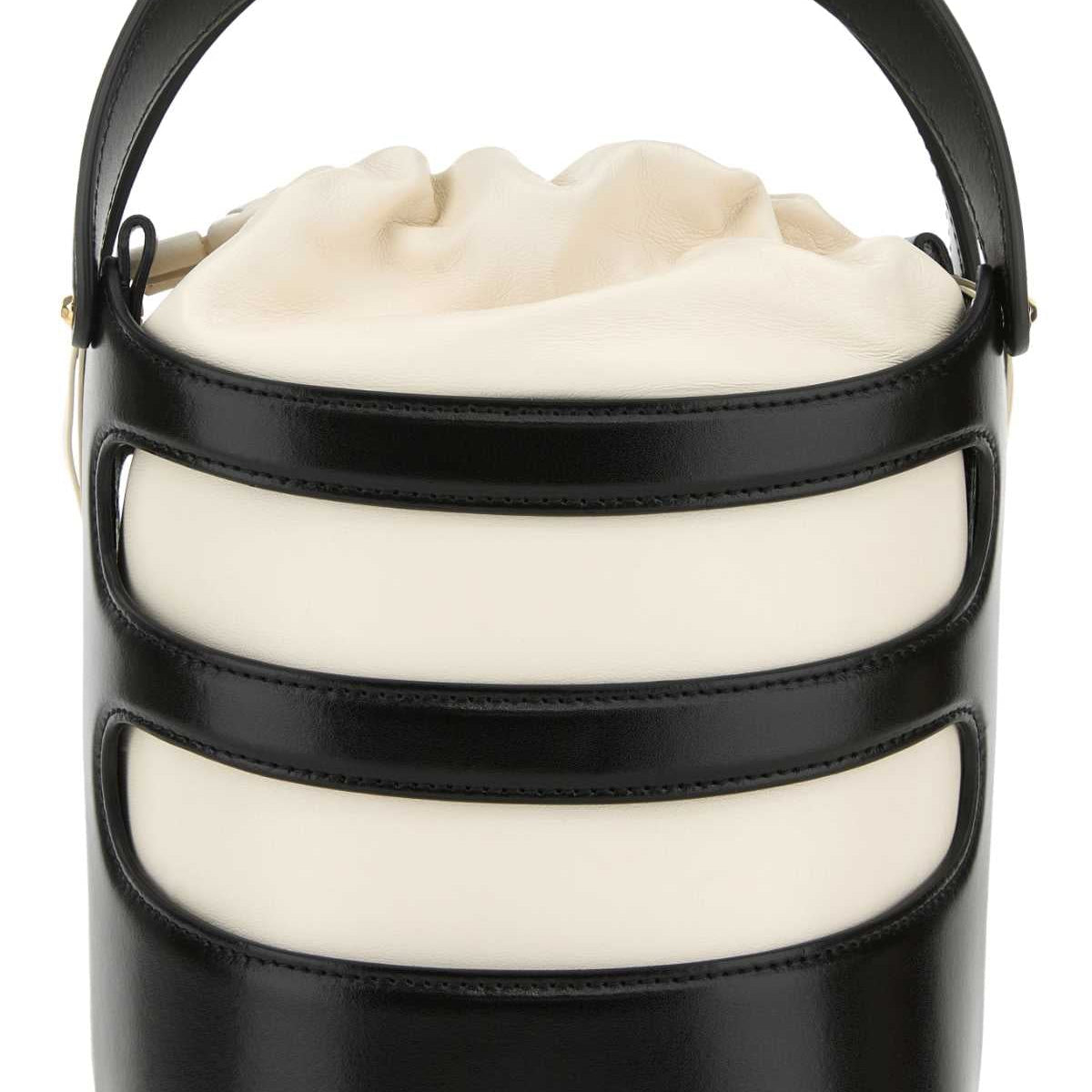 Alexander McQueen Bags- Alexander Mcqueen Women Two-Tone Leather The Rise Bucket Bag Elegant Everyday Designer Handbag