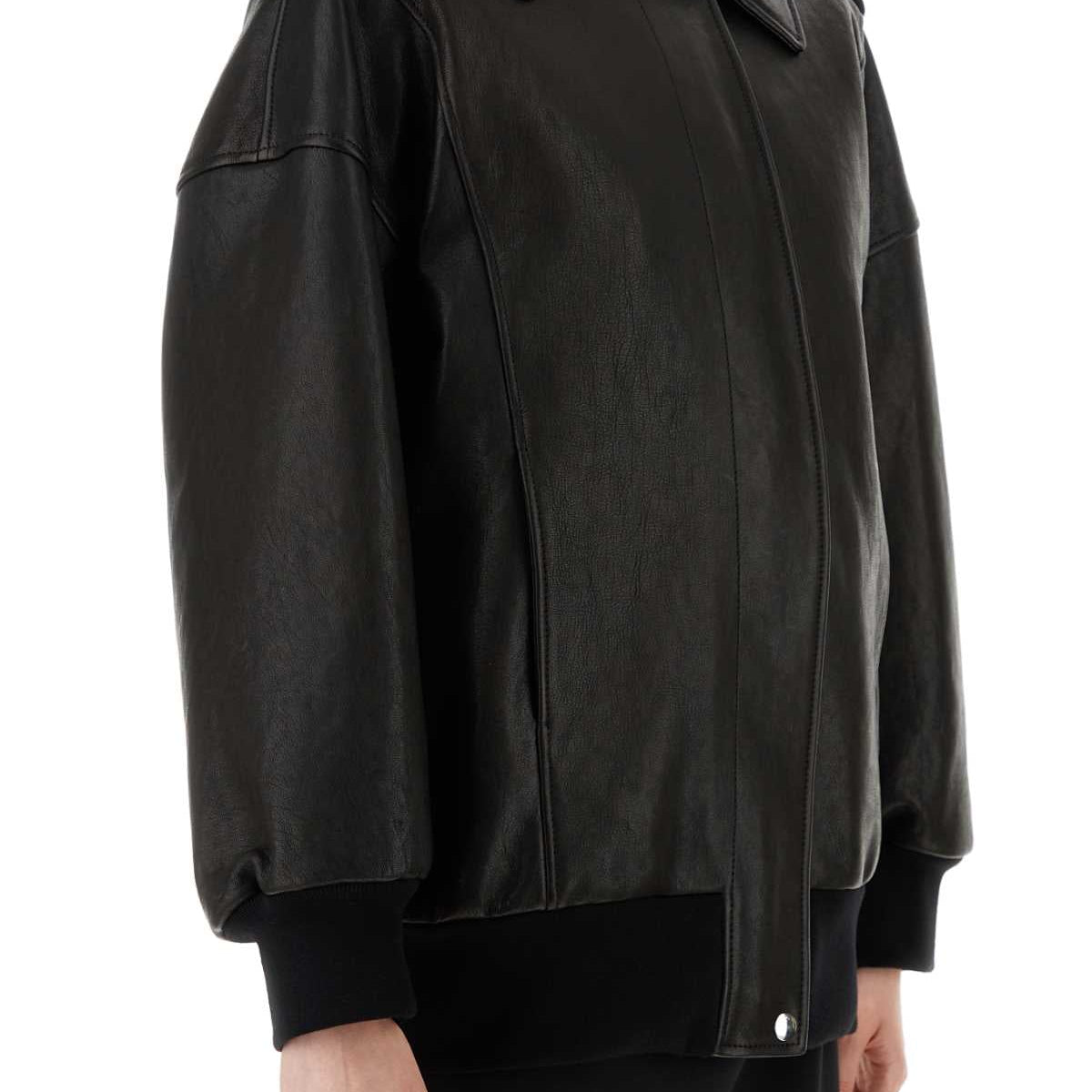 Alexander McQueen Jackets? Alexander Mcqueen Women Black Leather Oversize Jacket Premium Casual Designer Jacket