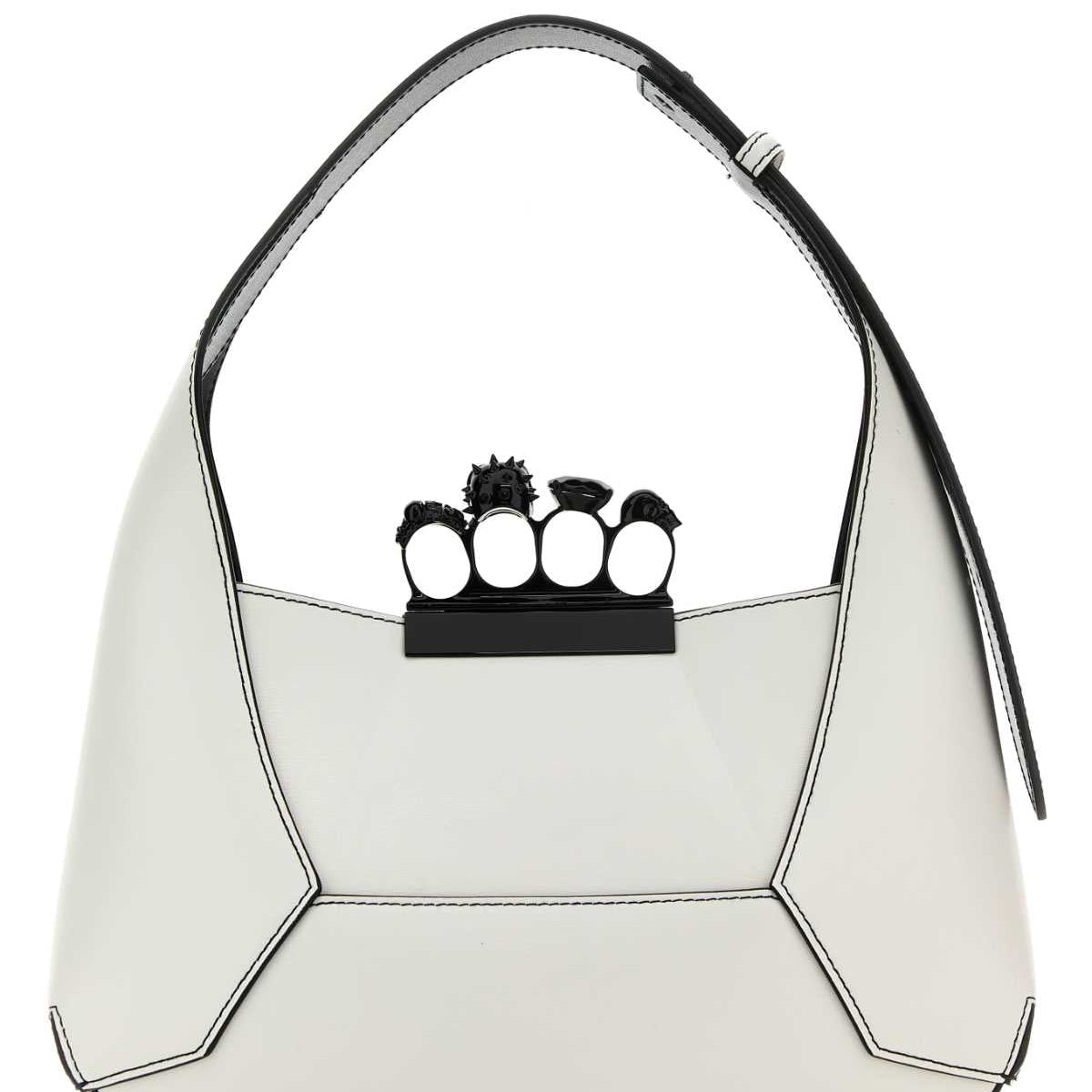 Alexander McQueen Bags? Alexander Mcqueen Women White Leather Jewelled Hobo Handbag Premium Designer Shoulder Bag