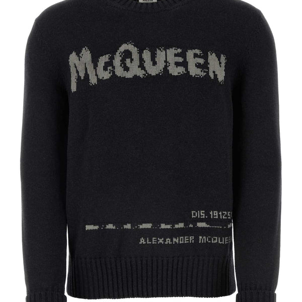 Alexander McQueen Sweaters? Alexander Mcqueen Men Charcoal Cotton Sweater Premium Casual Designer Knitwear