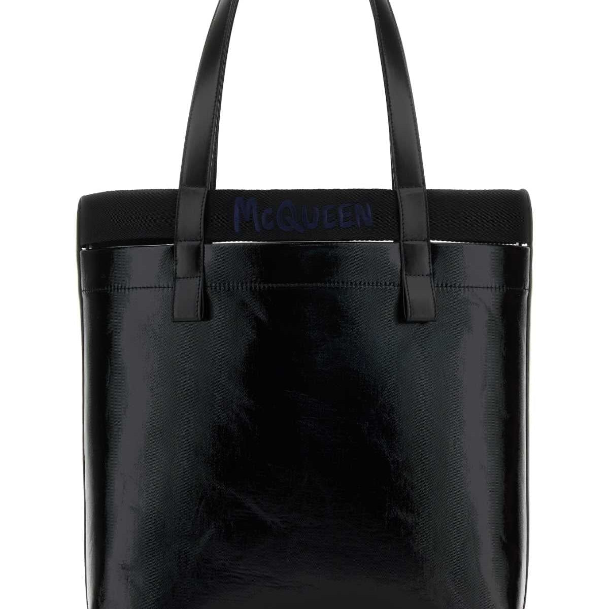 Alexander McQueen Bags? Alexander Mcqueen Men Black Canvas Shopping Bag Premium Designer Shoulder Bag
