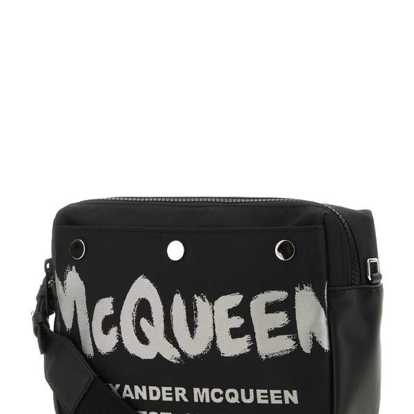 Alexander McQueen Bags? Alexander Mcqueen Men Black Fabric Mcqueen Graffiti Crossbody Bag Premium Designer Shoulder Bag